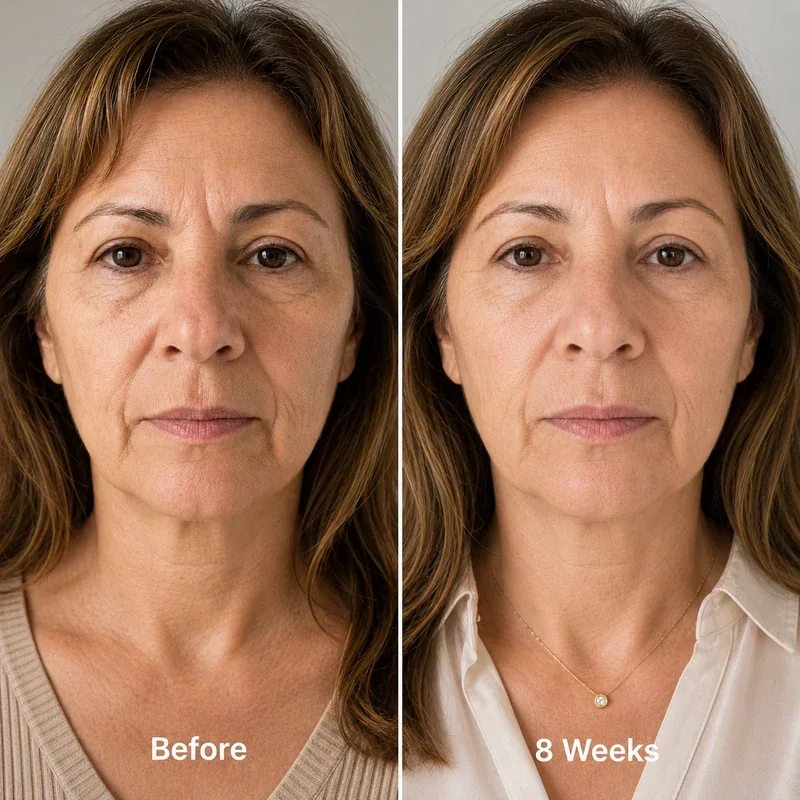 Maria L. before and after 8 weeks of using the Mirvoso sculpting routine