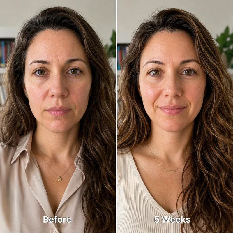 Chloe P. before and after 5 weeks of using the Mirvoso sculpting routine